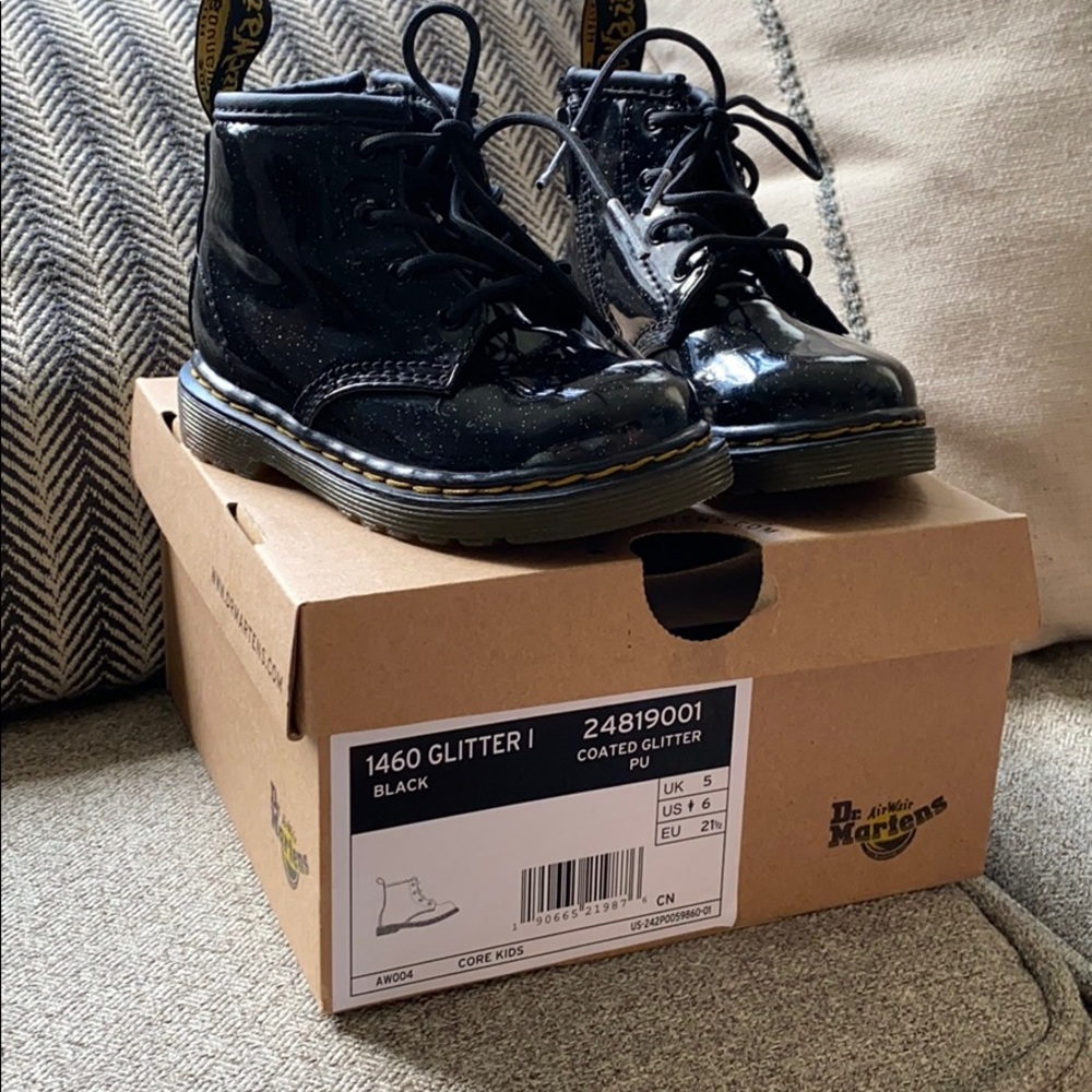 Girls black glitter Dr Marten size 6